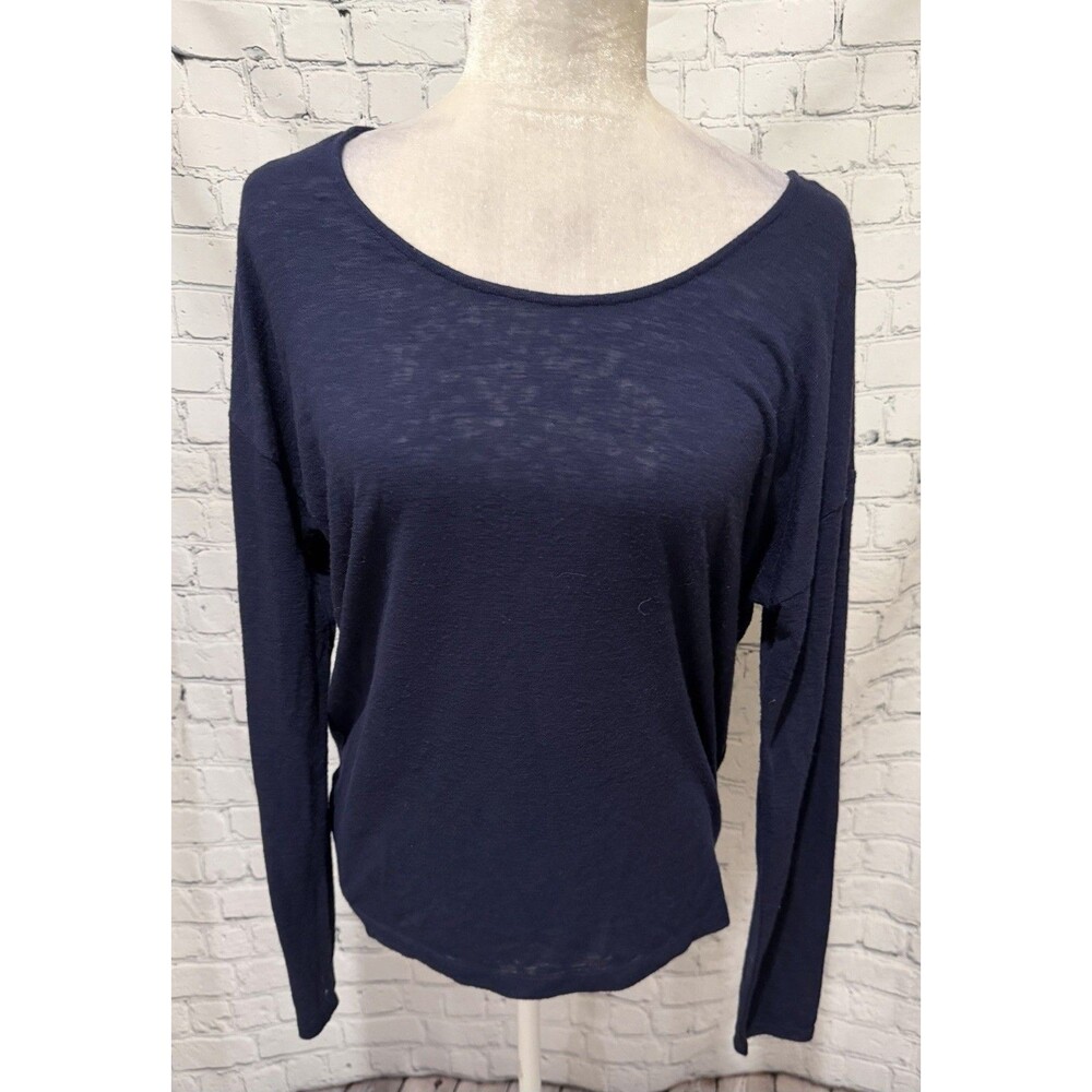 White House Black Market WHBM Backless Navy Blue Top Long Sleeve Size XS